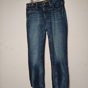 Lucky ladies blue jeans. Easy riders. Distressed. Low cut. Size 6/8 (32X30)